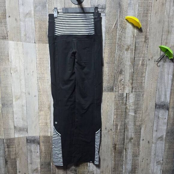 Lululemon Ice Queen Black and White Stripe Athletic Flare Pants - Picture 3 of 5